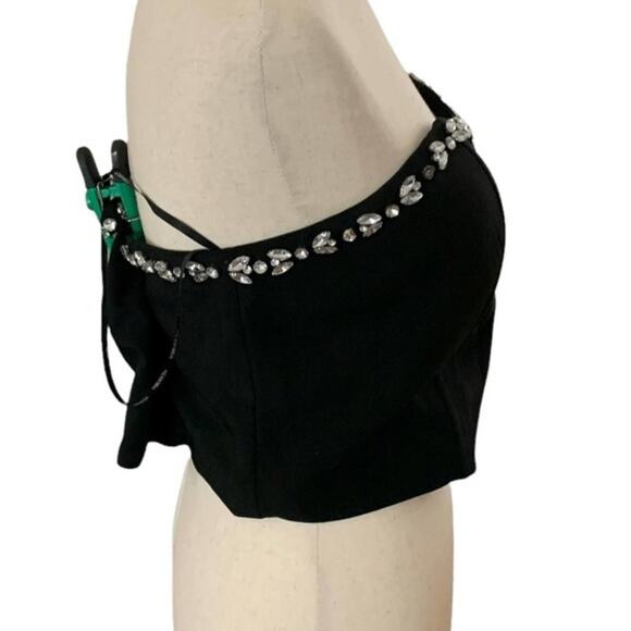 Forever 21 strapless corset top black with rhinestone accents. Padded cups Large - Picture 5 of 11